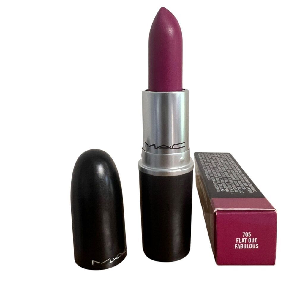 MAC Retro Matte Lipstick 705 Flat Out Fabulous Bright Plum Magenta 0.10oz NEW